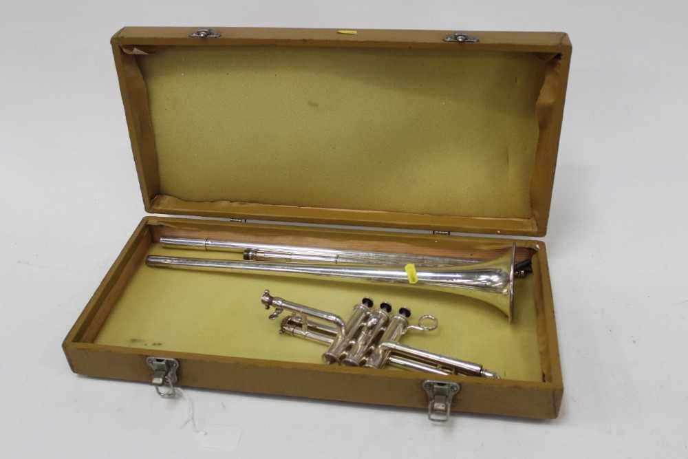 Lot 2358 - Unusual silvered post-horn with interchangeable valved section