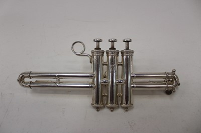 Lot 2358 - Unusual silvered post-horn with interchangeable valved section