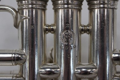 Lot 2358 - Unusual silvered post-horn with interchangeable valved section