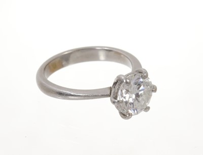 Lot 552 - Diamond single stone ring with a brilliant cut diamond estimated to weigh approximately 1.95- 2cts.