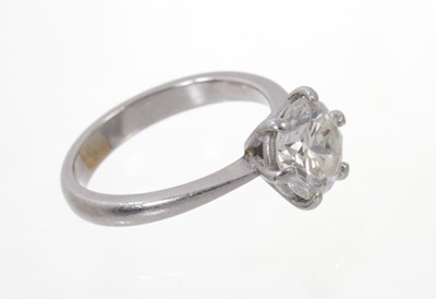 Lot 552 - Diamond single stone ring with a brilliant cut diamond estimated to weigh approximately 1.95- 2cts.