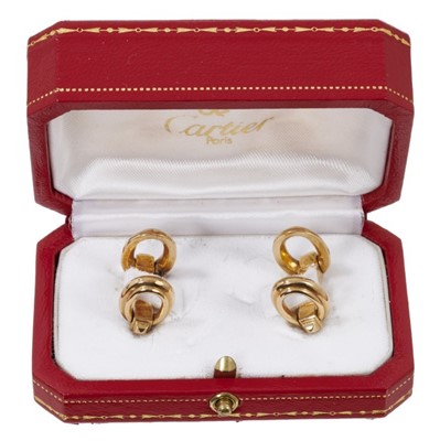 Lot 558 - Pair Cartier 18ct gold cufflinks in box, signed and numbered 49978