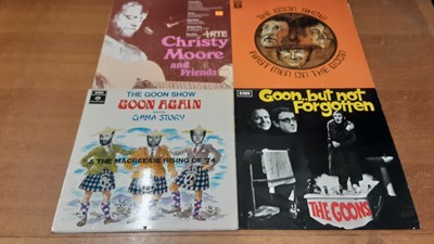 Lot 2310 - Custom made wooden box containing approx 50 LP records including Keef Hartley, Crazy World of Arthur Brown, Magic Sand, Caravan, Doors, Traffic, Pink Floyd, Stray, King Crimson, Fleetwood Mac, Goon...