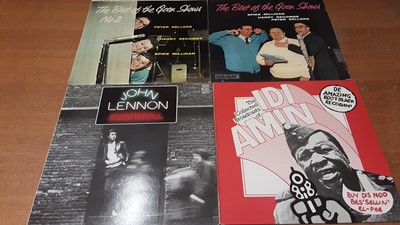 Lot 2310 - Custom made wooden box containing approx 50 LP records including Keef Hartley, Crazy World of Arthur Brown, Magic Sand, Caravan, Doors, Traffic, Pink Floyd, Stray, King Crimson, Fleetwood Mac, Goon...