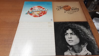 Lot 2310 - Custom made wooden box containing approx 50 LP records including Keef Hartley, Crazy World of Arthur Brown, Magic Sand, Caravan, Doors, Traffic, Pink Floyd, Stray, King Crimson, Fleetwood Mac, Goon...