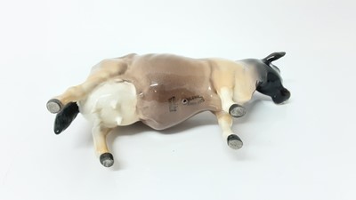 Lot 93 - Beswick Jersey Cow - CH Newton Tinkle, model no. 1345, designed by Arthur Gredington, 10.8cm high, together with Guernsey Cow, and Bull plus a Limousin calf(4)