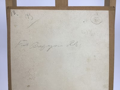 Lot 125 - Attributed to Frank Brangwyn watercolour - Continental harbour