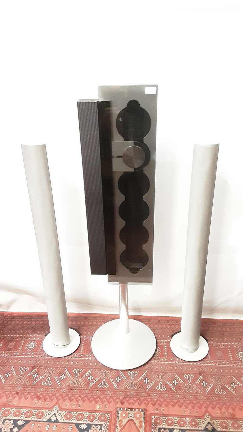 Lot 2383 - Good quality Bang & Olufsen Beosound 9000 MK3 with six disc changer, together with a pair of Bang & Olufsen Beolab 6000 speakers, Bang & Olufsen floor stand and remote control