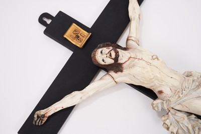 Lot 837 - Antique possibly Spanish carved ivory crucifix