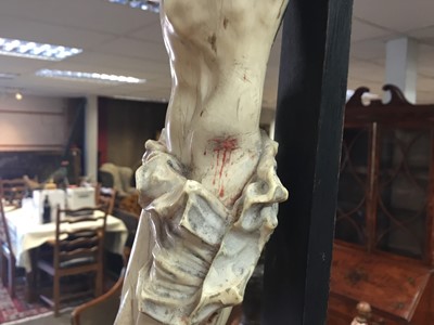 Lot 837 - Antique possibly Spanish carved ivory crucifix
