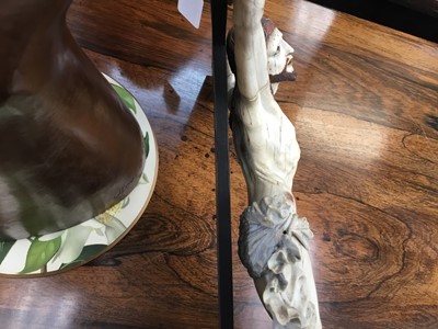 Lot 837 - Antique possibly Spanish carved ivory crucifix