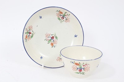 Lot 92 - A Liverpool tea bowl and saucer, painted with flowers, blue border, circa 1800, and other items