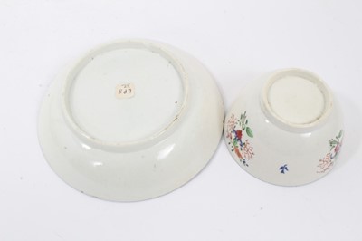Lot 92 - A Liverpool tea bowl and saucer, painted with flowers, blue border, circa 1800, and other items