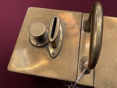 Lot 766 - 19th brass tobacco honesty box