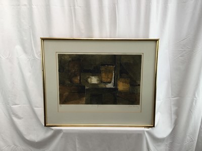 Lot 14 - René Carcan (1925-1993) signed etching - abstract, E/A, 49cm x 33cm mounted in glazed gilt frame