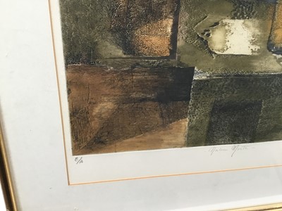 Lot 14 - René Carcan (1925-1993) signed etching - abstract, E/A, 49cm x 33cm mounted in glazed gilt frame