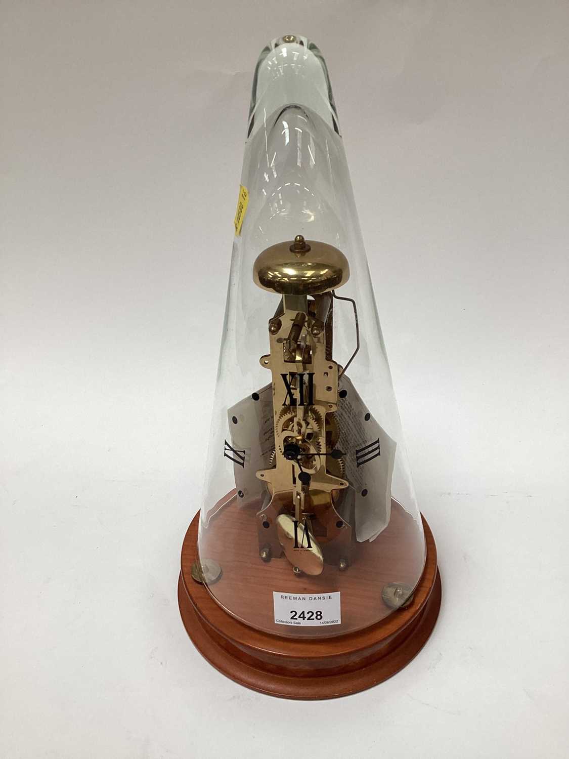 Lot 2428 - Franz Hermle brass skeleton clock, with conical glass dial and key