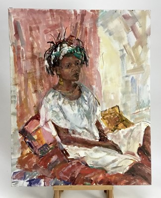 Lot 7 - Elisabeth Fraser (b.1930) group of four oils on canvas - portraits, unframed