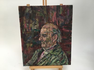 Lot 6 - Elisabeth Fraser (b.1930) group of six oils on canvas - portraits, unframed