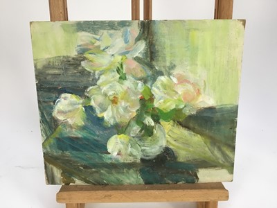 Lot 3 - Elisabeth Fraser (b.1930) group of unframed works on paper, canvas and board, to include portraits, landscapes and still life (23)