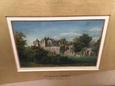 Lot 19 - After Myles Birket Foster RWS (1825–1899) two signed watercolours - ‘Furness Abbey’ 20cm x 13cm and mother with children at a stile 23cm x 16cm, in gilt frames (2)