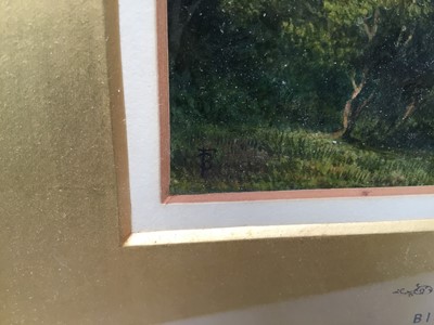Lot 19 - After Myles Birket Foster RWS (1825–1899) two signed watercolours - ‘Furness Abbey’ 20cm x 13cm and mother with children at a stile 23cm x 16cm, in gilt frames (2)