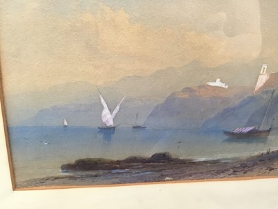 Lot 38 - Thomas Rowbotham watercolour - Italian coastal scene, 44cm x 20cm glazed frame