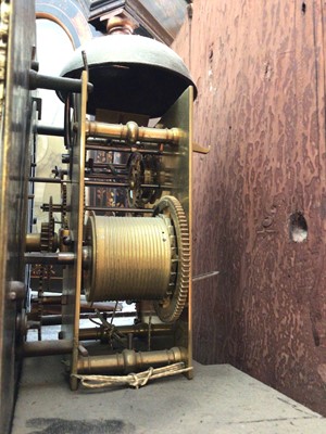 Lot 616 - Early 18th century eight day longcase clock by John Tolson, London with square brass dial in oak case