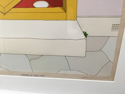 Lot 42 - Jeffrey Edwards (b. 1945) screenprint - ‘Where is that Cat?’, signed, dated 1970 and numbered 20/75