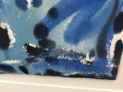 Lot 26 - Peter Partington, contemporary, watercolour - Blue Abstract, signed, 22cm x 15cm in glazed frame