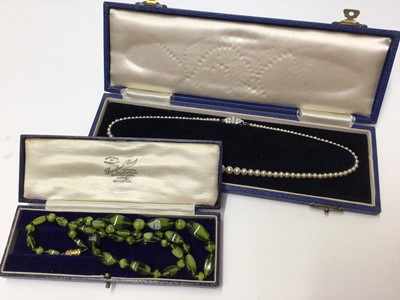 Lot 55 - Amber bead necklace, green hard stone necklace and other vintage beads