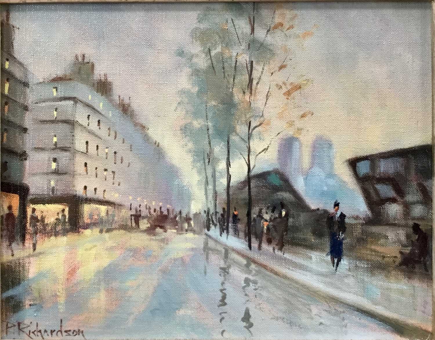 Lot 94 - P. Richardson (Contemporary) pair of oils on canvas - street scenes (2)