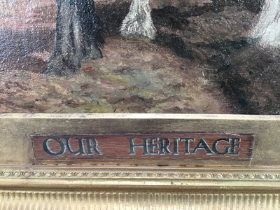 Lot 30 - English school oil on canvas - "Our Heritage", two shire horses pulling a rake, signed and dated P G Hammond 1948, 33 x 44cm