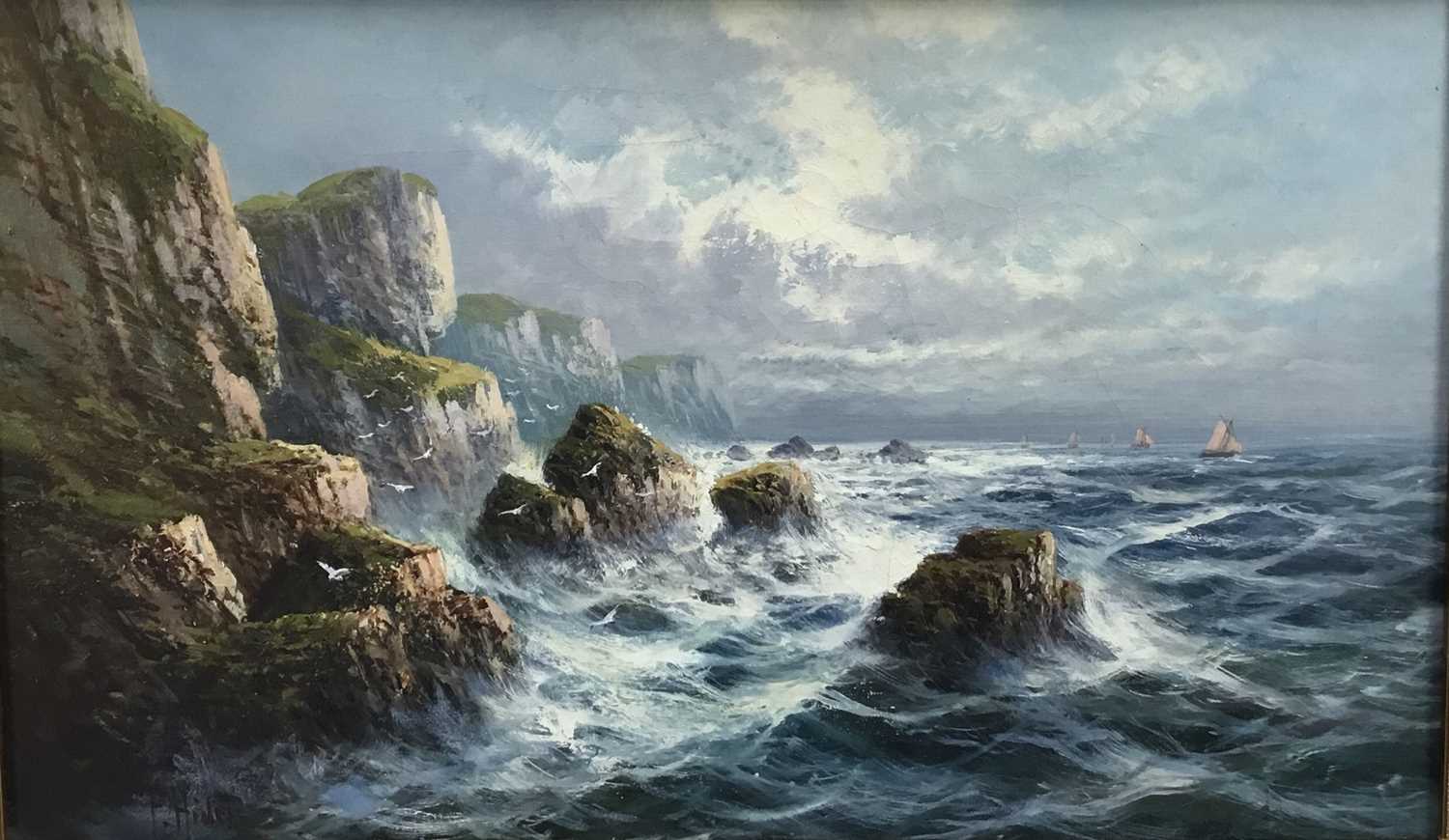 Lot 31 - Frank Hider (1861 - 1933) oil on canvas - near Land's End, signed, also inscribed verso