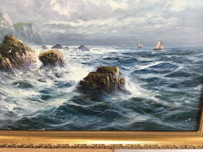 Lot 31 - Frank Hider (1861 - 1933) oil on canvas - near Land's End, signed, also inscribed verso