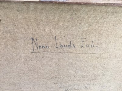 Lot 31 - Frank Hider (1861 - 1933) oil on canvas - near Land's End, signed, also inscribed verso
