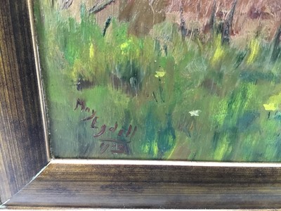 Lot 35 - English school oil on canvas - a puppy and kittens, signed and dated 'May Egdell, 1912'