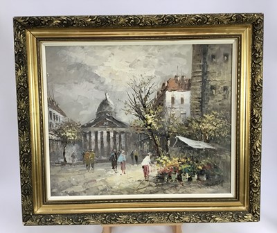 Lot 56 - Caroline Burnett (1877 - 1950) oil on canvas - Parisian street scene, signed, 48 x 58cm in gilt frame