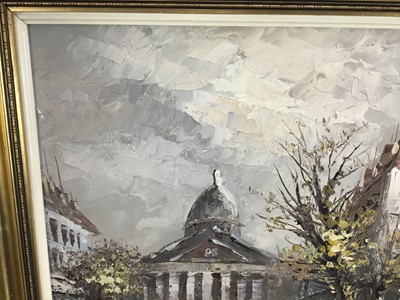Lot 56 - Caroline Burnett (1877 - 1950) oil on canvas - Parisian street scene, signed, 48 x 58cm in gilt frame