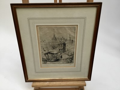 Lot 260 - Constance Mary Pott (1862-1930) etching - port scene, signed in pencil
