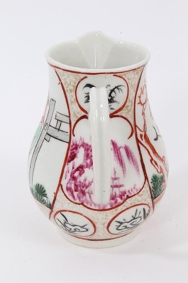 Lot 2 - A Worcester sparrow beak jug, circa 1770, polychrome painted with Chinese figures, 8cm high