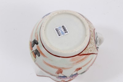 Lot 2 - A Worcester sparrow beak jug, circa 1770, polychrome painted with Chinese figures, 8cm high
