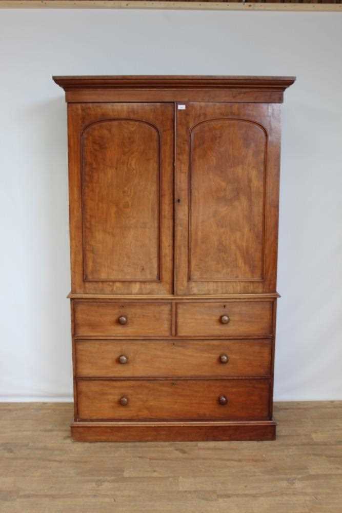 Lot 62 - Victorian mahogany linen press