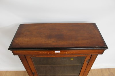 Lot 1 - Late Victorian inlaid walnut pier cabinet with shelved interior enclosed by glazed door