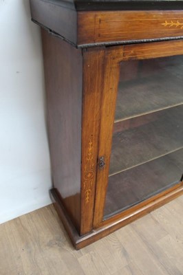 Lot 1 - Late Victorian inlaid walnut pier cabinet with shelved interior enclosed by glazed door