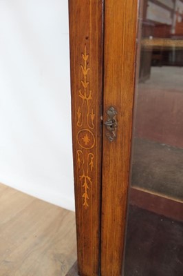 Lot 1 - Late Victorian inlaid walnut pier cabinet with shelved interior enclosed by glazed door