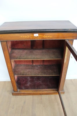 Lot 1 - Late Victorian inlaid walnut pier cabinet with shelved interior enclosed by glazed door