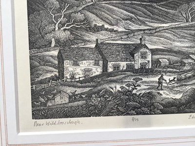 Lot 113 - Edward Stamp (b.1939) signed limited edition woodcut - Near Wildboarclough, 8/75, dated 1985, mounted, 15cm x 20.25cm