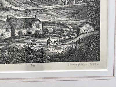 Lot 113 - Edward Stamp (b.1939) signed limited edition woodcut - Near Wildboarclough, 8/75, dated 1985, mounted, 15cm x 20.25cm
