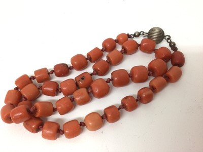 Lot 40 - Two antique coral bead necklaces